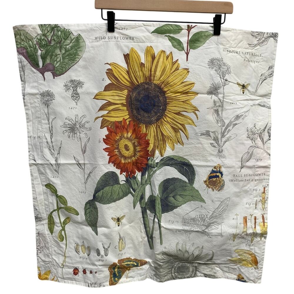 Pottery Barn Cara Sunflower EURO PILLOW SHAM, lady Bug Flower Butterflies Cotton